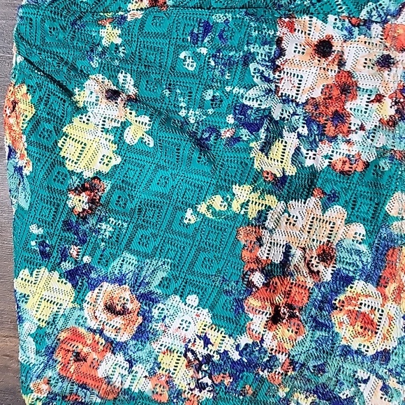 NWOT Bisou Bisou 14 Teal and Orange Floral Midi Dress - Picture 4 of 6